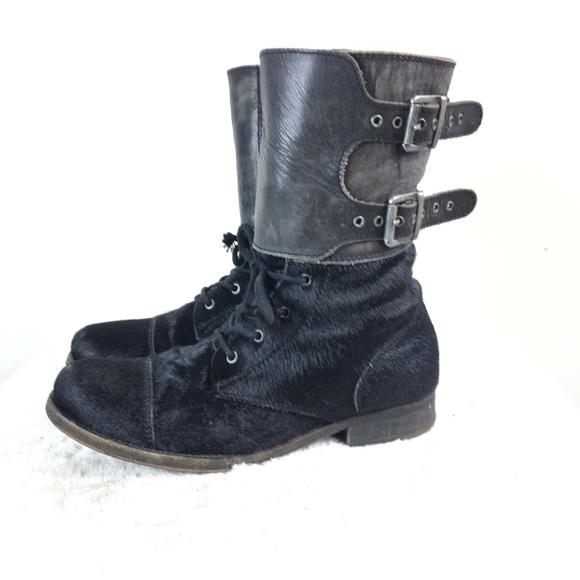 AllSaints Damisi Pony Hair Combat Boot Black 41 - Picture 6 of 16